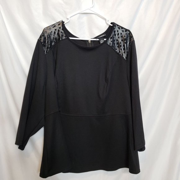 Catherines Black label 2X 22 24 Blouse Zip Back - Picture 1 of 6